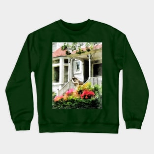 Spring - Azaleas by Porch With Wicker Chair Crewneck Sweatshirt